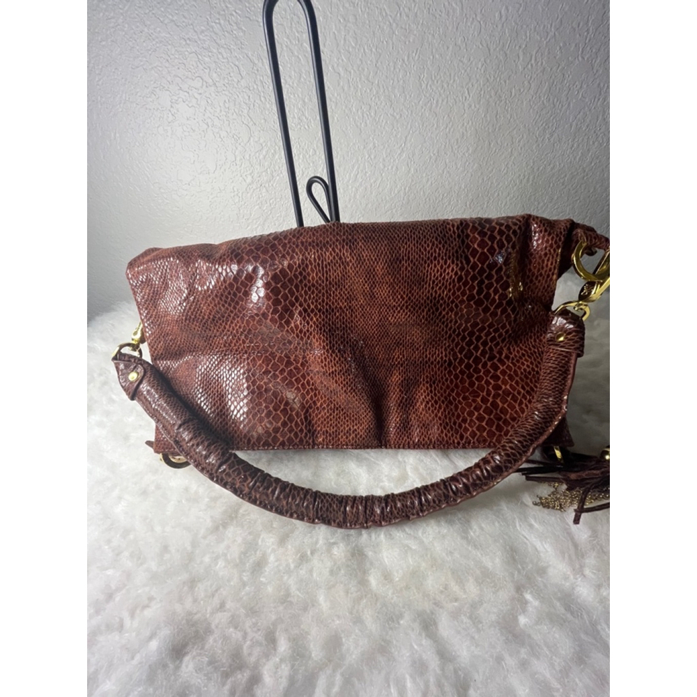 JM Collection Fold Over Brown Bag Handbag Purse Tote Over sized adjustable bag